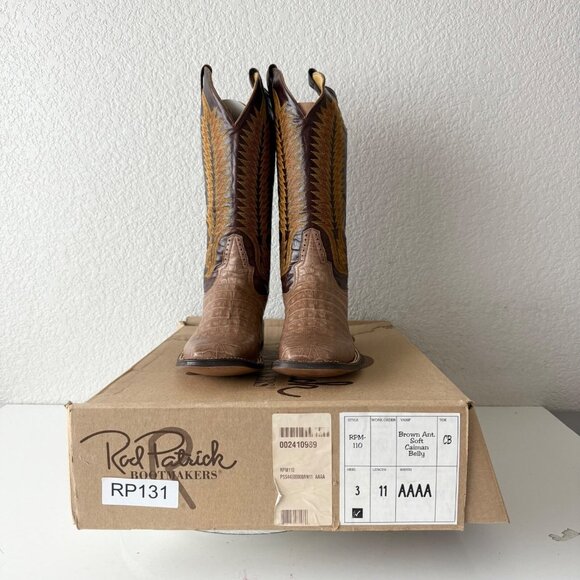 Rod Patrick Mens Cowboy Boots Size 11AAAA Brown Caiman Belly Western Square Toe - Picture 15 of 16